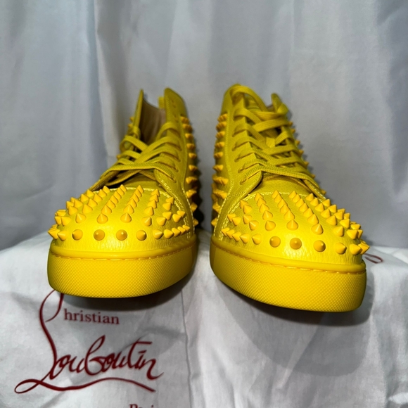 🔥SOLD🔥NWT CHRISTIAN LOUBOUTIN MEN'S LOUIS FLAT LEATHER SPIKE HIGH-TOP SNEAKERS - Picture 14 of 16